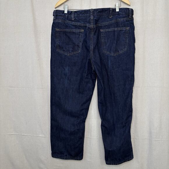 Lands End Traditional Fit Cropped Hipster Flannel Lined Denim Jeans Size 38 x 25 - Picture 2 of 9